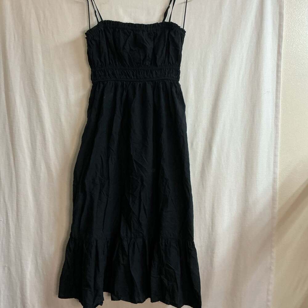 Anthropologie The Somerset Collection Black Strapless Tiered Midi Dress